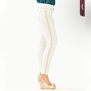 Lilly Pulitzer Worth Low Rise Skinny Jeans with gold detail in Coconut Size 8